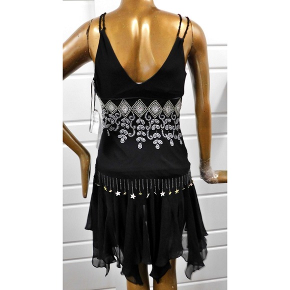 New Sue Wong Nocturne N5574 Black 100% Silk Beaded Jeweled Dress Sleeveless sz 6 - Picture 3 of 6